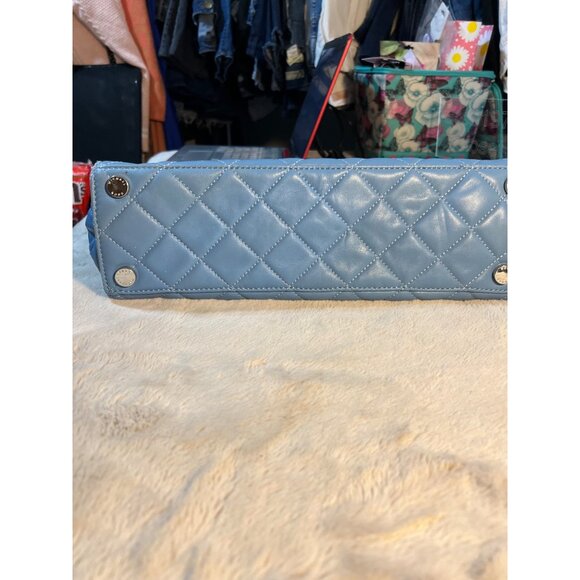 Michael Kors Quilted Blue Shoulder Bag With Chain Straps & MK Charm - Picture 14 of 15